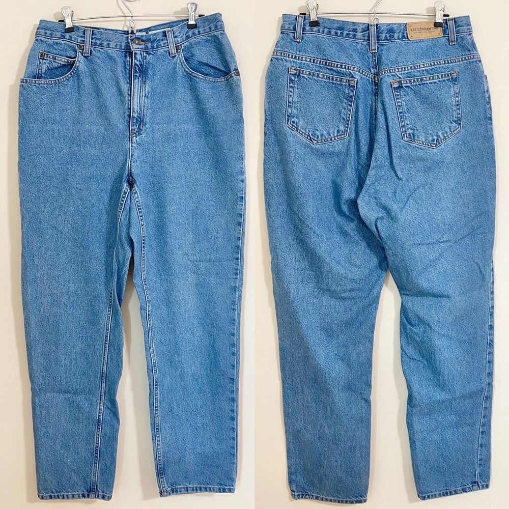 Vintage (10/12) High Waisted Liz Claiborne Medium Wash Rigid Denim Mom Jeans